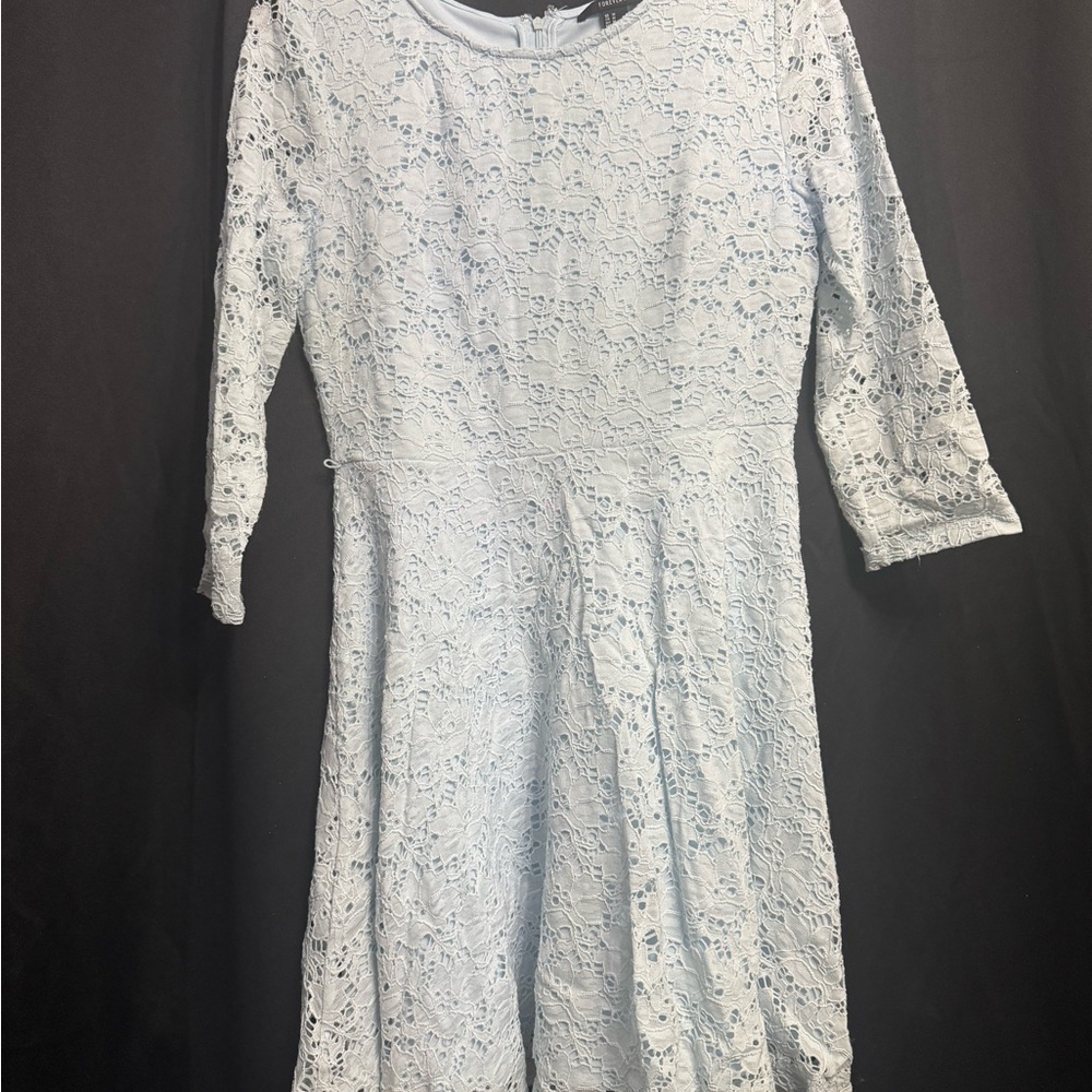 Forever 21 Light Blue Lace Long Sleeve Dress